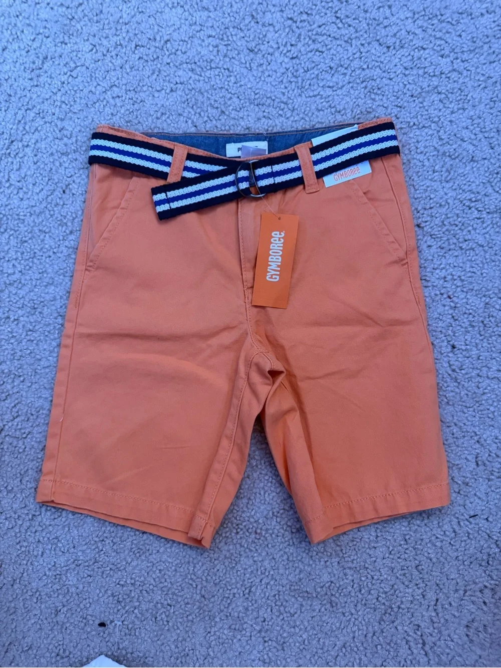 Gymboree Orange Flat-Front Boys' Shorts with Striped Belt
